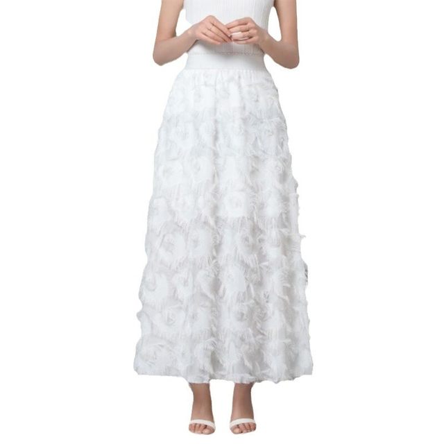 Super fairy skirt princess furry skirt temperament furry tassel A-line skirt skirt large size long skirt
