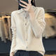 New spring polo collar sweater knitted cardigan for women's shirt short collar hot base shirt wear slim top
