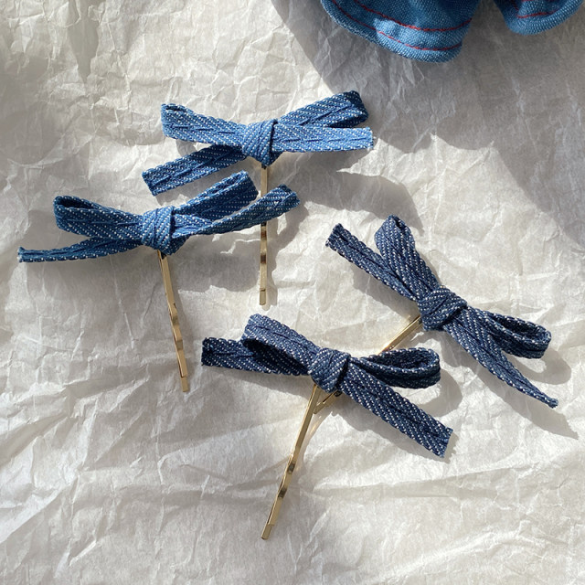 2 packs Korean denim hairpin baby girl sweet and cool cute hairpin children's bangs clip one-length headdress