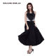 ZHANGSHUAI 2024 new simple commuting contrast medium length mesh wavy edge embroidered skirt