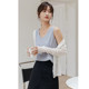 Double -layer chiffon suspender vest female 2025 spring and summer V -neck loose outside wearing white bottoming shirt sleeveless top
