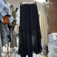 Retro polka dot chiffon ruffled skirt for women 2025 spring and summer new draped slim side slit A-line long skirt