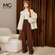 MC2m white double -sided wool temperament woolen women's short winter new fashion hooded hat gentle early winter wear
