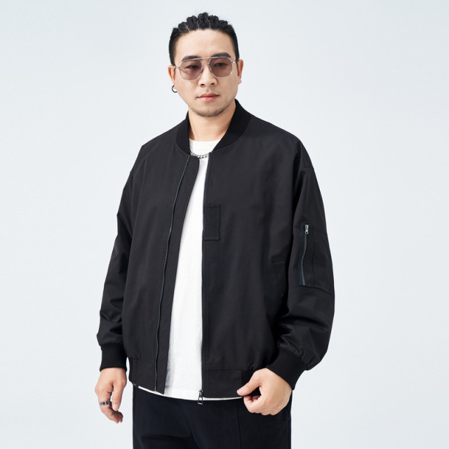 Half ink large size men's bomber jacket men's loose three-defense spring new fat sports baseball uniform