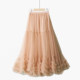 Spring versatile high-waisted lace oversized hem skirt solid color black ear splicing fairy skirt mesh long skirt slim skirt