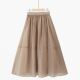 Spring solid color simple and versatile Organ yarn thin sweet pleated high waist pocket mesh mid-length slim skirt