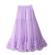 Spring versatile high-waisted lace oversized hem skirt solid color black ear splicing fairy skirt mesh long skirt slim skirt