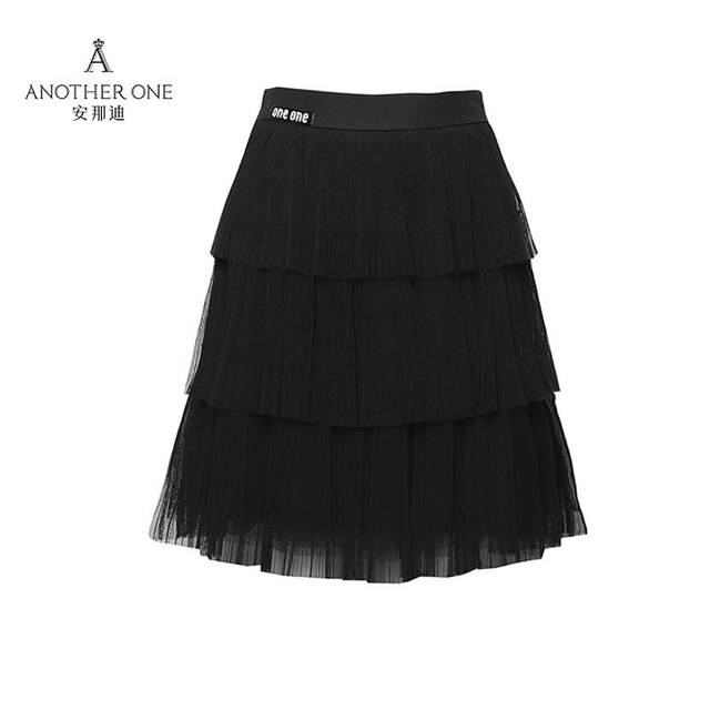 ANOTHER ONE French retro mesh skirt for women new high-waisted slim A-line skirt fluffy cake skirt
