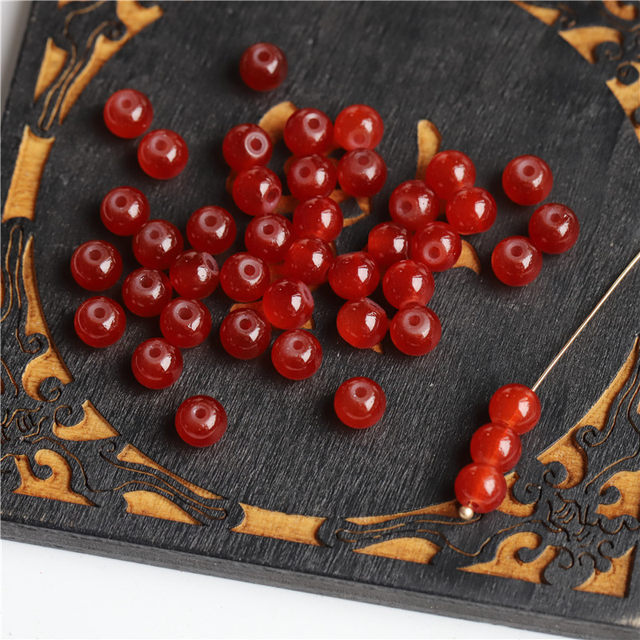 Imitation agate red glass lacquer beads DIY ancient style hair flowers and flowers pendant flower heart bud jewelry accessories
