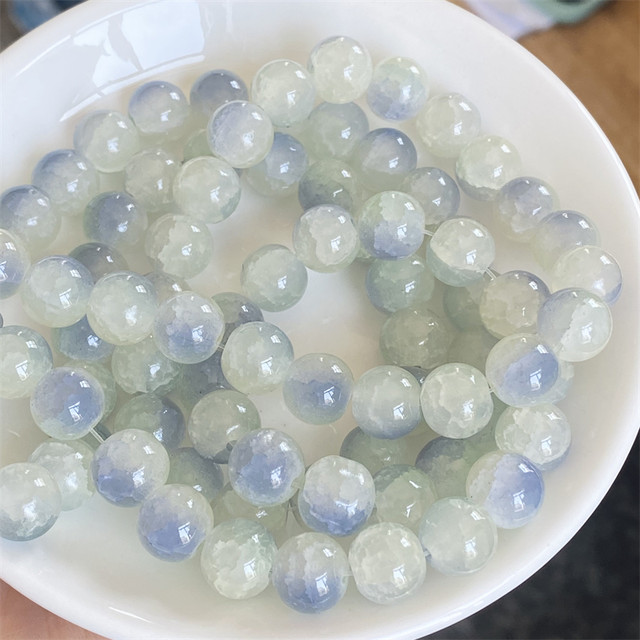 50 pieces of 8/10mm glass imitation jade broken flower beads explosion beads diy beaded bracelet necklace handmade materials