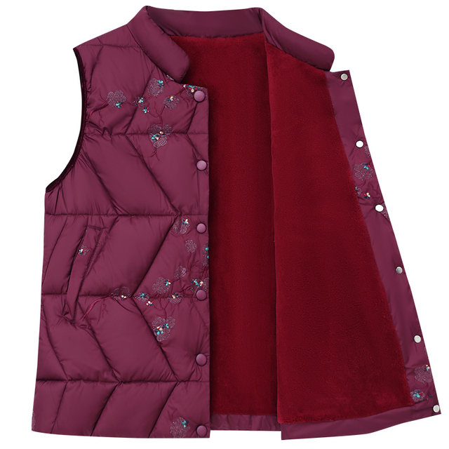 Middle-aged and elderly people with fat size women's vest cotton jacket fat mother autumn and winter cotton jacket grandma warm inner liner cotton vest