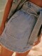 Spot French niche 22-year summer pure cotton retro denim wrap-style high-waist strapped large pocket A-line skirt