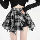 Retro old hot girl pleated skirt for women in autumn and winter irregular contrasting color plaid A-line skirt anti-exposure skirt pants