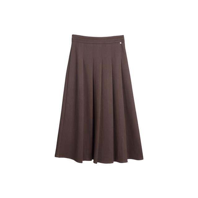 Princess Zilulai folding fan~ versatile mid-length high-waisted A-line pleated skirt 06X