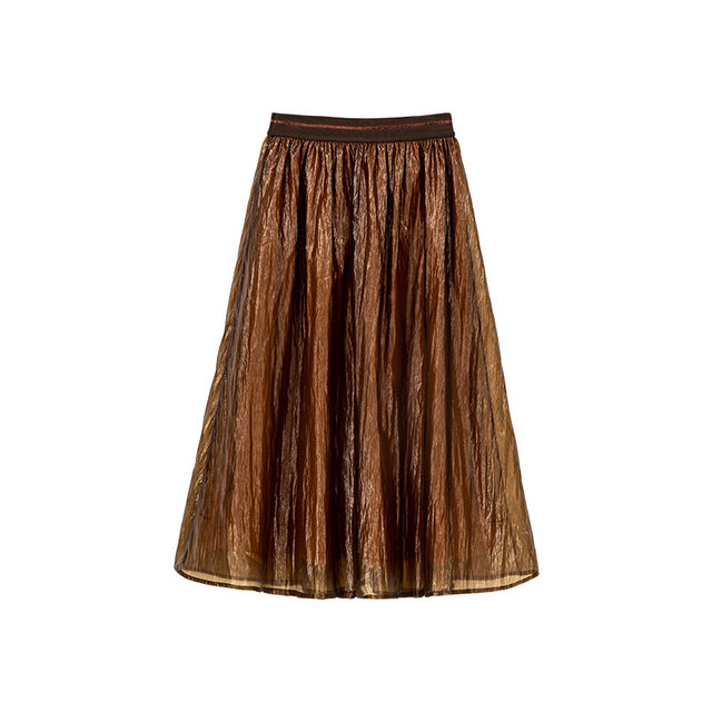 
One city painting a new winter style casual, literary simple and versatile elastic waist design large mid-skirt for women
