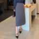 Suit straight skirt for women in spring and autumn 2025 new high-waisted slim A-line skirt versatile temperament pocket hip skirt