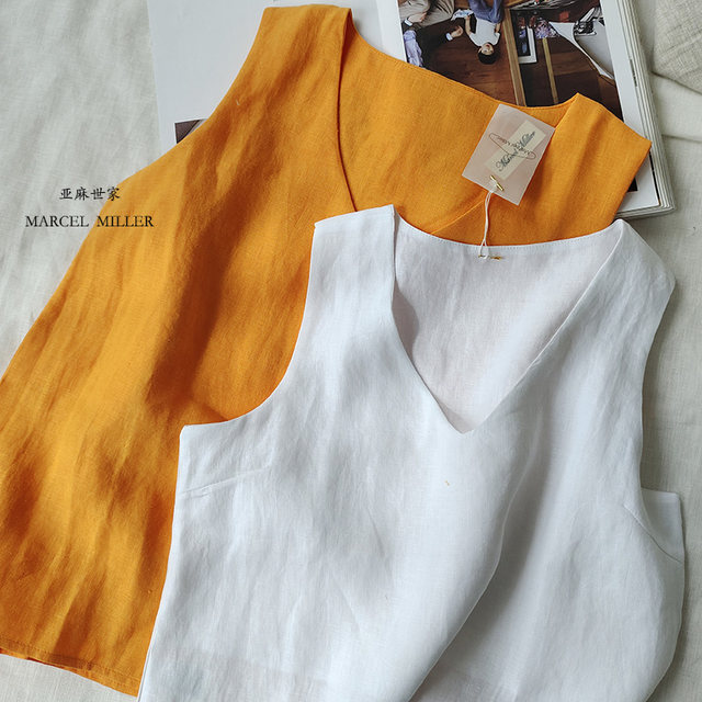 The sharing price is so cheap that French linen has a strong texture. Pure linen vest is comfortable and simple, practical and cool.