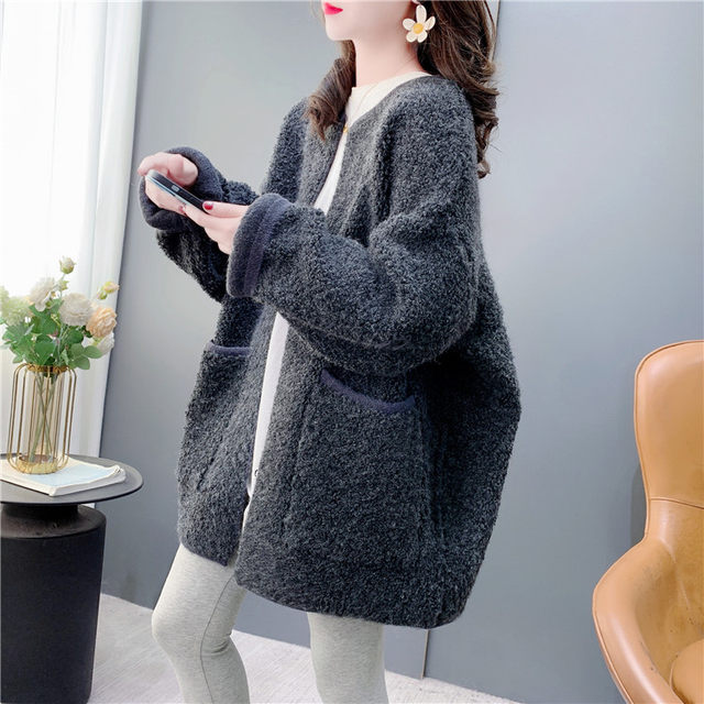 Lamb Plush Winter Clothes Women Vintage 2022 Thickened Sweatshirt Women Tops Loose and Lazy Hoodies Women Coat