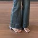 
French silver thick heel sandals for women 2024 summer new style outside with bow-tie exposed strap sandals for women