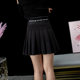 High -waisted pleated skirt Female A -character is thin autumn and winter elastic loose short skirt Black umbrella skirt design feels letters
