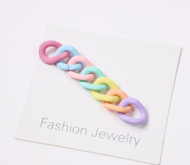 Korean matte rainbow color colorful acrylic keychain DIY accessories accessories rainbow color opening chain