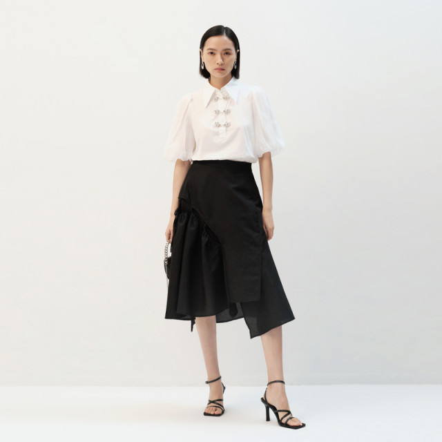 Ainos Essi Spring New Product Casual Commuter Irregular Design High Waist Skirt 20723514