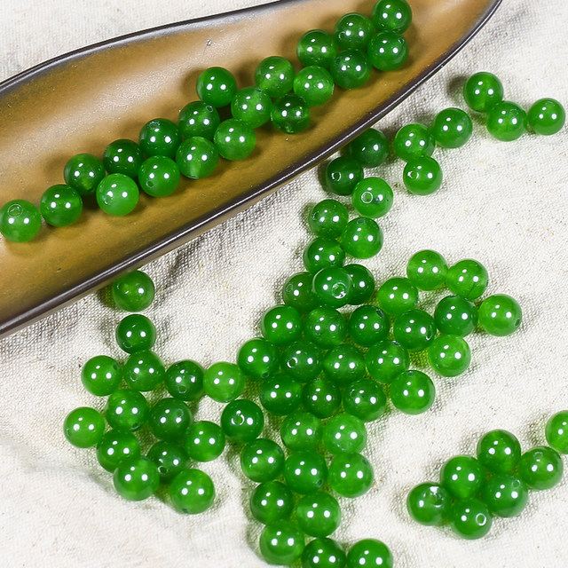 Natural Xinjiang Hotan Jade Scattered Beads Spinach Green Cleured Cleur Round Beads DIY Jewelry Writing Bracelet Necklace Jade Beads