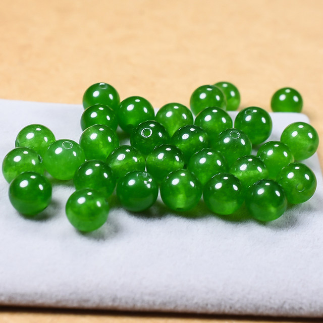 Natural Xinjiang Hotan Jade Scattered Beads Spinach Green Cleured Cleur Round Beads DIY Jewelry Writing Bracelet Necklace Jade Beads