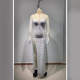 Independent Station Amazon Hot Sale White Diamond Sling Long Skirt Sexy Slit Cocktail Party Evening Dress
