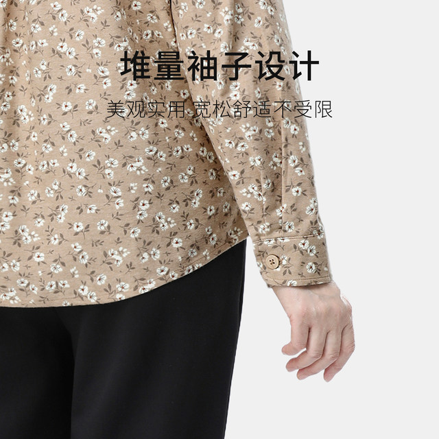 Spring weaving middle-aged and elderly pure cotton old lady's shirts, spring and autumn mother's clothing, fashionable cardigan tops, casual grandma women's clothing