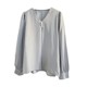 High-end gray beaded V-neck satin shirt for women 2025 spring temperament commuting long-sleeved shirt drooping top