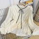 French sweet lace tied fungus stand-alone lace shirt for women in autumn and winter plus velvet thickened temperament bottoming shirt top apricot