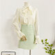 2025 Spring New Style Gentle Temperament Bow Shirt Women's Design Female Fashionable Flag Sleeve Mermaid Top