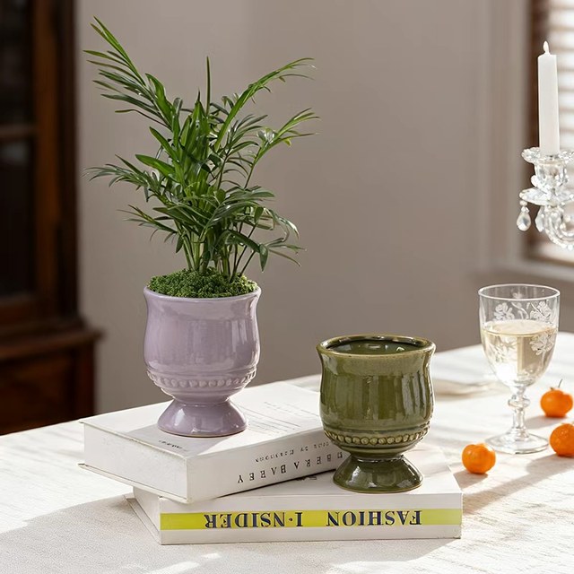 European -style Wenxin Lan Mengxiang Lan Di Orchid Ceramics Basin Green relief trophy