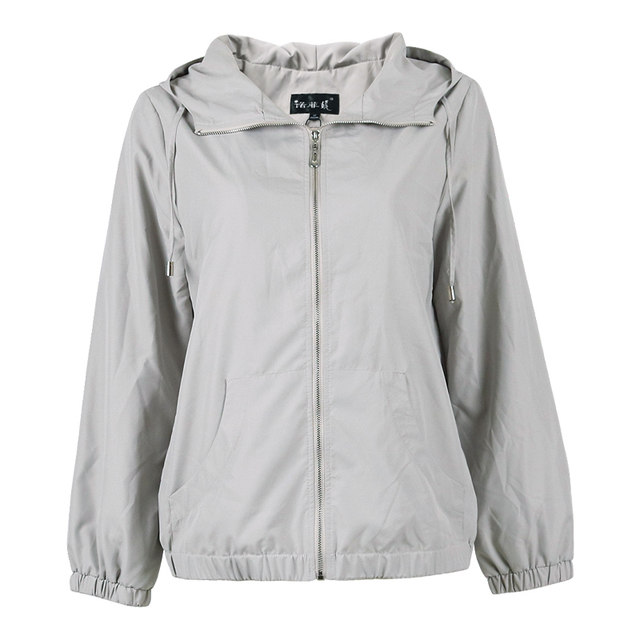 Middle-aged women's clothing 2025 spring new thin fashion hooded windbreaker jacket simple solid color mother top jacket