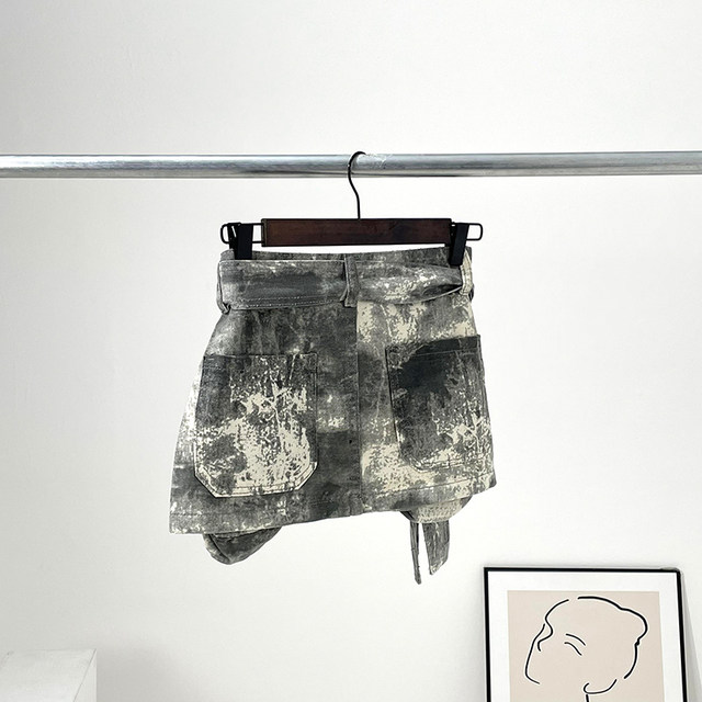 EAM STUDIO American retro mini skirt hot girl camouflage three-dimensional pocket low waist work mini skirt women