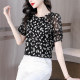 2025 summer new large-size floral chiffon short-sleeved shirt elegant and slim commuting party workplace mothers wear