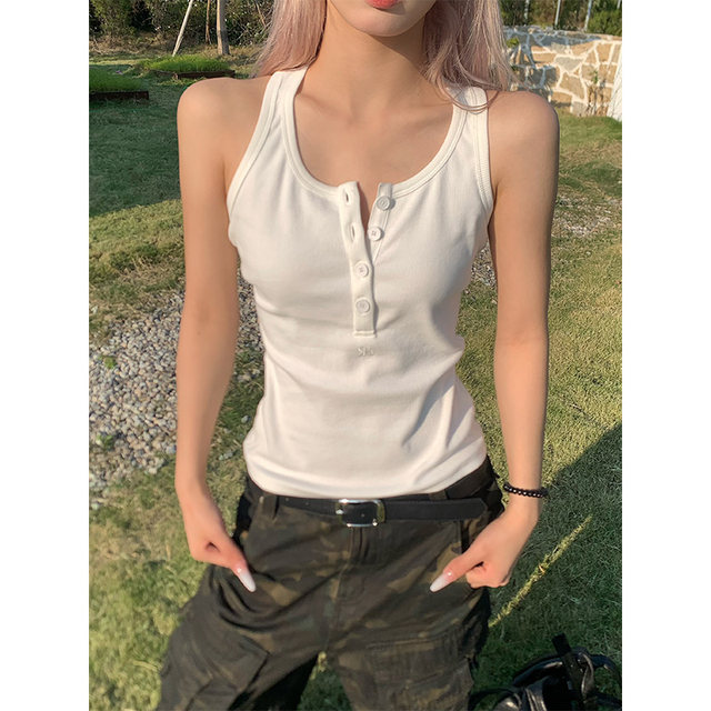 NECOYEP 2025 American pure and delicate style single-breasted base vest female hot girl slim sleeveless base top
