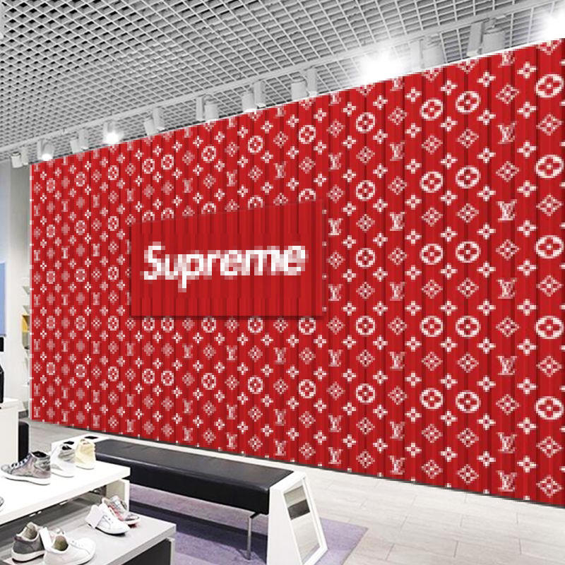 潮牌時尚服裝店壁紙歐美奢侈品店supreme品牌logo集裝箱背景牆紙