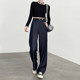 High-end wide-leg jeans for women 2025 new spring and autumn high waist draping slimming loose casual narrow version straight pants