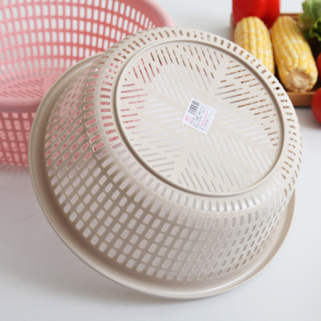 Five-piece plastic drain basket kitchen thickened extra-large vegetable basket vegetable basket fruit basin round melon and fruit basket