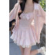 Pure and sexy hot girl suit for women 2025 spring and autumn Korean long-sleeved shirt jacket suspender vest high-waisted skirt