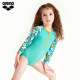 arena Arena girls one-piece triangle long-sleeved sun protection swimsuit cute printed comfortable children's swimsuit