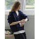 CIRCLOFY design-sensory cable v-neck wool sweater for women in spring and autumn loose sweater jacket
