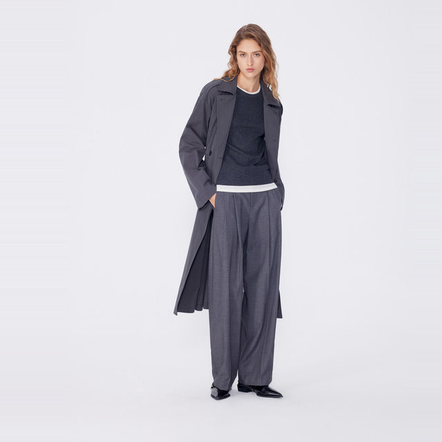 NEELLY 2 Shopping mall's same spring new double-breasted high-end gray windbreaker for women's versatile slim long jacket
