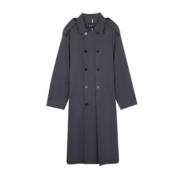NEELLY 2 Shopping mall's same spring new double-breasted high-end gray windbreaker for women's versatile slim long jacket