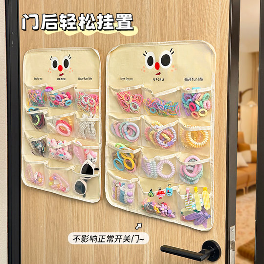 Children's hair accessories storage artifact hanging bag Velcro compartment baby headwear rubber band hair band hairpin hairpin jewelry box