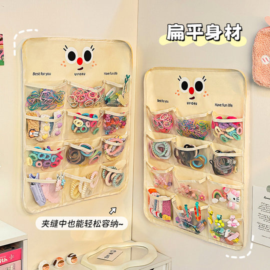 Children's hair accessories storage artifact hanging bag Velcro compartment baby headwear rubber band hair band hairpin hairpin jewelry box