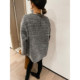 Love Devil Fish Gray V-neck Long Sleeve Lazy Style Sweater Women's 2024 Winter New Loose Casual Top
