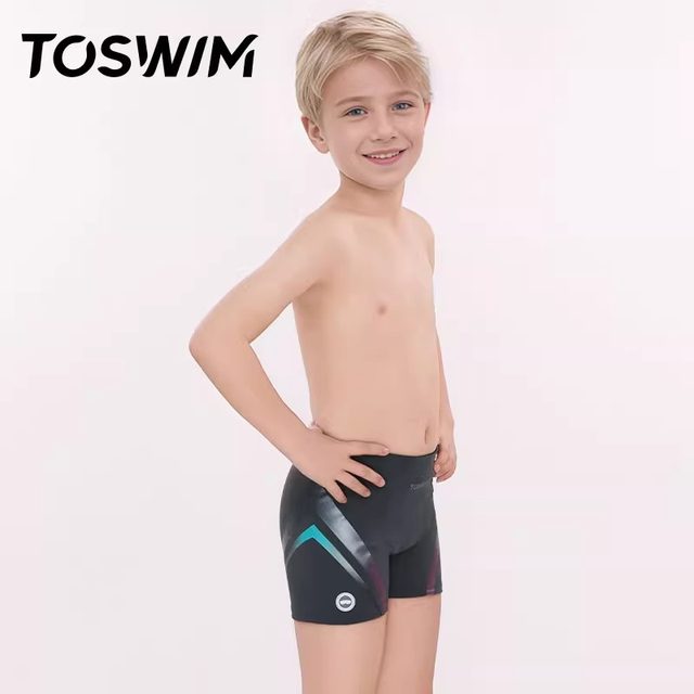 
TOSWIM swimming trunks for boys and children, professional competitive training flat corner swimming trunks for teenagers 2024
